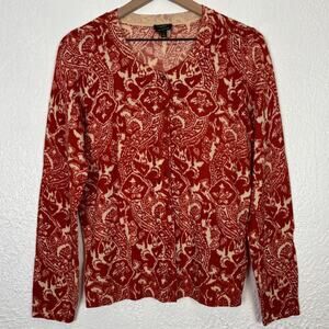 Talbots Pure Italian Merino Wool Button Front Cardigan Sweater Size Large